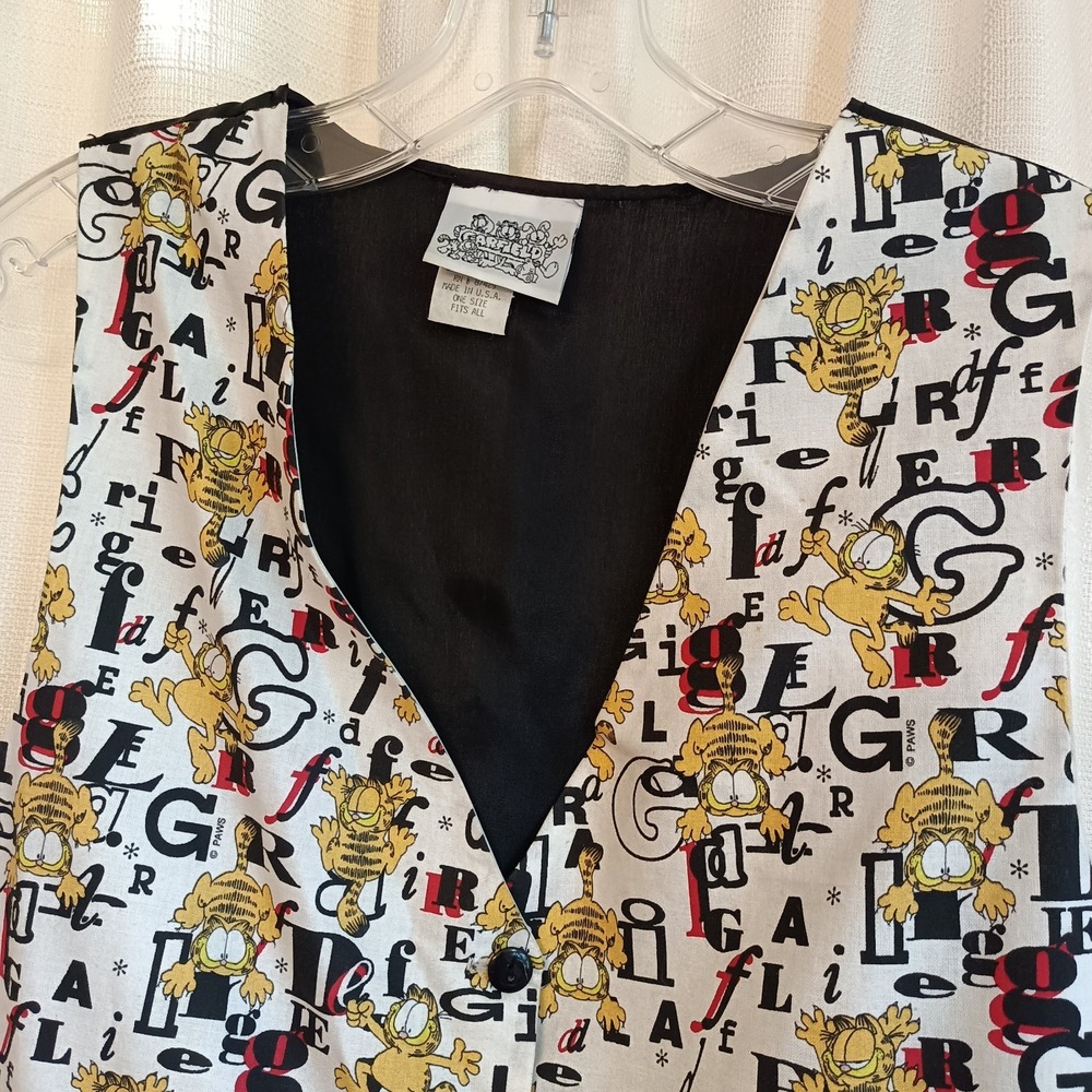 Vtg 1978 Garfield‎ Vest OS 100% Cotton USA Made